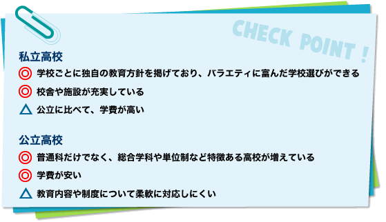 私立高校と公立高校のチェックポイント