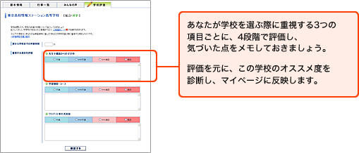 学校評価の画面サンプル